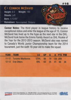 2013-14 Choice Erie Otters (OHL) #16 Connor McDavid Back