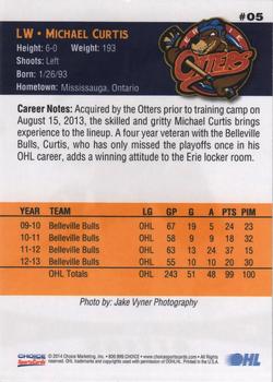 2013-14 Choice Erie Otters (OHL) #5 Michael Curtis Back