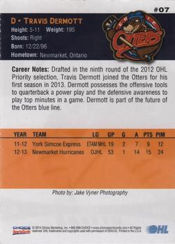 2013-14 Choice Erie Otters (OHL) #7 Travis Dermott Back
