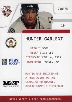 2013-14 M&T Printing Guelph Storm (OHL) #A-03 Hunter Garlent Back