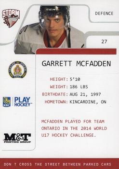 2013-14 M&T Printing Guelph Storm (OHL) #B-13 Garrett McFadden Back