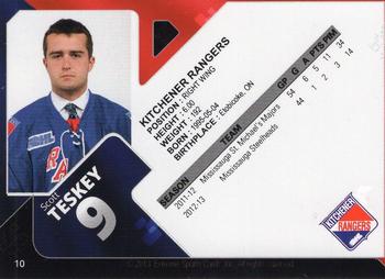 2013-14 Extreme Kitchener Rangers (OHL) #10 Scott Teskey Back