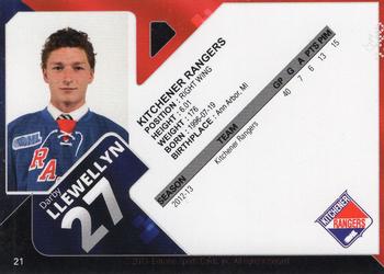 2013-14 Extreme Kitchener Rangers (OHL) #21 Darby Llewellyn Back