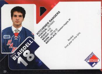 2013-14 Extreme Kitchener Rangers (OHL) #23 Doug Blaisdell Back
