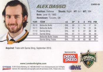 2013-14 Choice London Knights (OHL) #3 Alex Basso Back