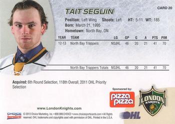 2013-14 Choice London Knights (OHL) #20 Tait Seguin Back
