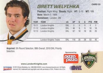 2013-14 Choice London Knights (OHL) #23 Brett Welychka Back