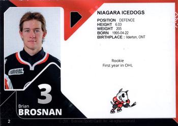 2013-14 Extreme Niagara IceDogs (OHL) #2 Brian Brosnan Back