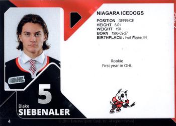 2013-14 Extreme Niagara IceDogs (OHL) #4 Blake Siebenaler Back