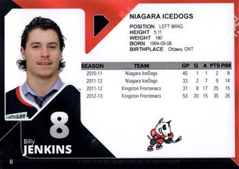 2013-14 Extreme Niagara IceDogs (OHL) #6 Billy Jenkins Back
