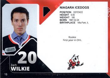 2013-14 Extreme Niagara IceDogs (OHL) #15 Zach Wilkie Back