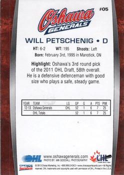 2013-14 Choice Oshawa Generals (OHL) #5 Will Petschenig Back