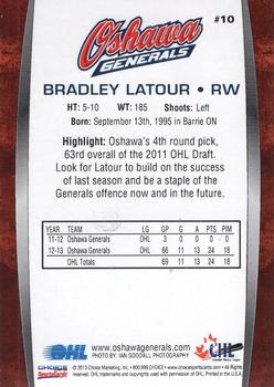 2013-14 Choice Oshawa Generals (OHL) #10 Bradley Latour Back