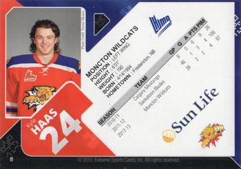2013-14 Extreme Moncton Wildcats (QMJHL) #8 Kyle Haas Back