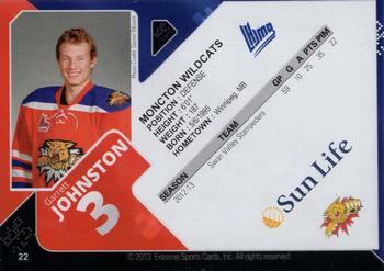 2013-14 Extreme Moncton Wildcats (QMJHL) #22 Garrett Johnston Back
