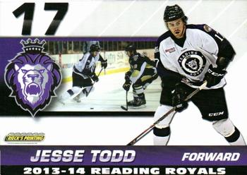 2013-14 Rieck's Printing Reading Royals (ECHL) #25 Jesse Todd Front