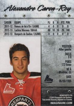 2013-14 Quebec Remparts (QMJHL) #NNO Alexandre Caron-Roy Back