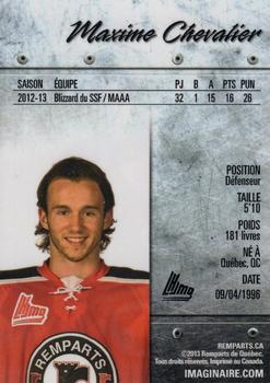 2013-14 Quebec Remparts (QMJHL) #NNO Maxime Chevalier Back