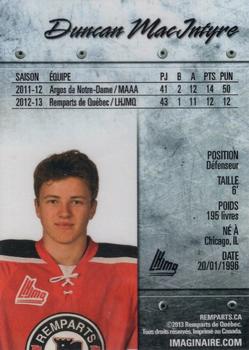2013-14 Quebec Remparts (QMJHL) #NNO Duncan MacIntyre Back