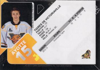 2013-14 Extreme Victoriaville Tigres (QMJHL) #7 Mathieu Ayotte Back