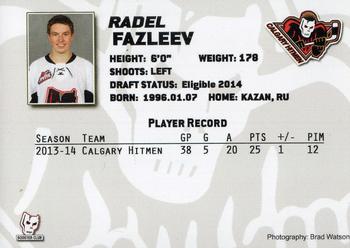 2013-14 Calgary Hitmen (WHL) #NNO Radel Fazleev Back