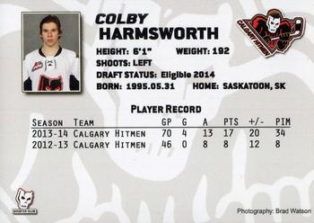 2013-14 Calgary Hitmen (WHL) #NNO Colby Harmsworth Back