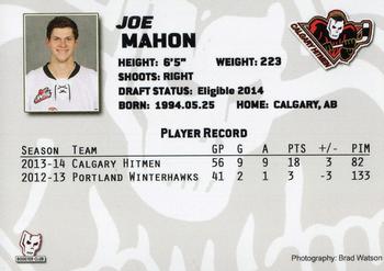 2013-14 Calgary Hitmen (WHL) #NNO Joe Mahon Back
