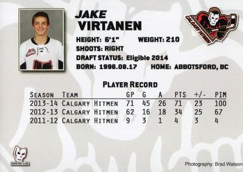 2013-14 Calgary Hitmen (WHL) #NNO Jake Virtanen Back