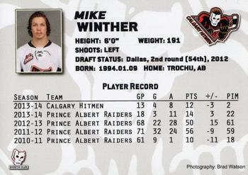 2013-14 Calgary Hitmen (WHL) #NNO Mike Winther Back