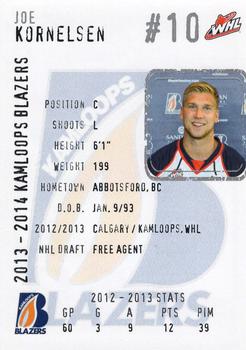 2013-14 Kamloops Blazers (WHL) #3 Joey Kornelsen Back