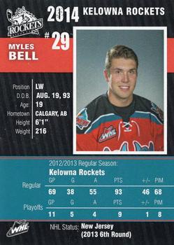 2013-14 Kelowna Rockets (WHL) #NNO Myles Bell Back