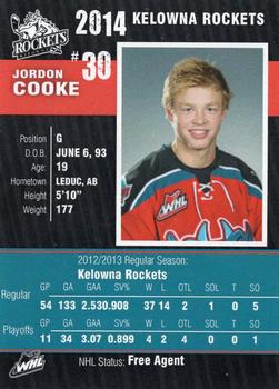 2013-14 Kelowna Rockets (WHL) #NNO Jordon Cooke Back