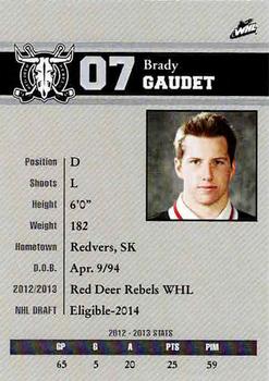 2013-14 Red Deer Rebels (WHL) #NNO Brady Gaudet Back