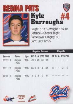 2013-14 Co-op Regina Pats (WHL) #NNO Kyle Burroughs Back