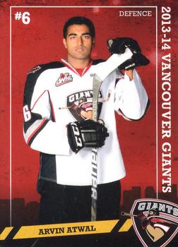 2013-14 Vancouver Giants (WHL) #NNO Arvin Atwal Front