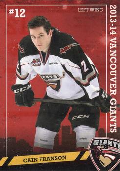 2013-14 Vancouver Giants (WHL) #NNO Cain Franson Front