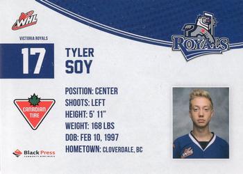 2013-14 Victoria Royals (WHL) #2 Tyler Soy Back