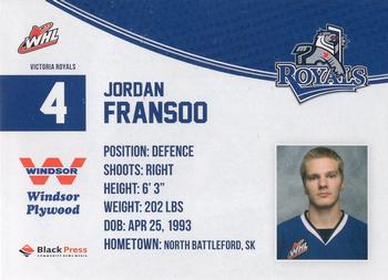 2013-14 Victoria Royals (WHL) #3 Jordan Fransoo Back
