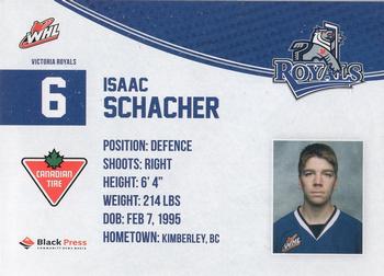 2013-14 Victoria Royals (WHL) #10 Isaac Schacher Back