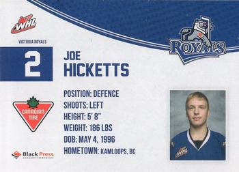 2013-14 Victoria Royals (WHL) #11 Joe Hicketts Back