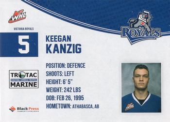 2013-14 Victoria Royals (WHL) #15 Keegan Kanzig Back