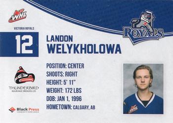 2013-14 Victoria Royals (WHL) #17 Landon Welykholowa Back