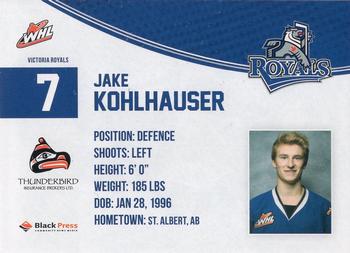 2013-14 Victoria Royals (WHL) #22 Jake Kohlhauser Back