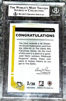 2004-05 In The Game Franchises Canadian - He Shoots He Scores #HSHS-28 Mario Lemieux Back