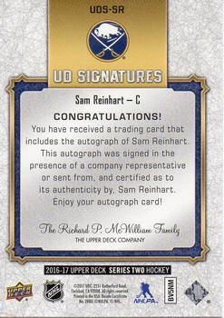 2016-17 Upper Deck - UD Signatures #UDS-SR Sam Reinhart Back