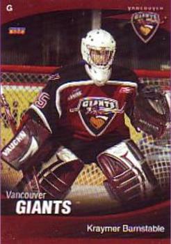 2007-08 Choice Vancouver Giants (WHL) #1 Kraymer Barnstable Front