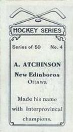 1912-13 Imperial Tobacco Hockey Series (C57) #4 A. Atkinson Back