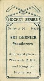 1912-13 Imperial Tobacco Hockey Series (C57) #6 Art Bernier Back