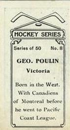 1912-13 Imperial Tobacco Hockey Series (C57) #8 George Poulin Back