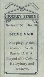 1912-13 Imperial Tobacco Hockey Series (C57) #10 Steve Vair Back
